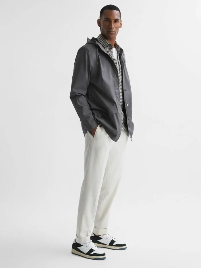 REISS Coats and Jackets Men Rains Unisex Hooded Raincoat Jacket Grey