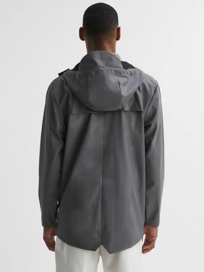 REISS Coats and Jackets Men Rains Unisex Hooded Raincoat Jacket Grey
