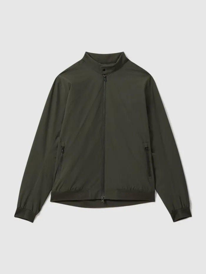 REISS Coats and Jackets Men Scandinavian Edition Waterproof HarringtonStyle Jacket Dark Olive