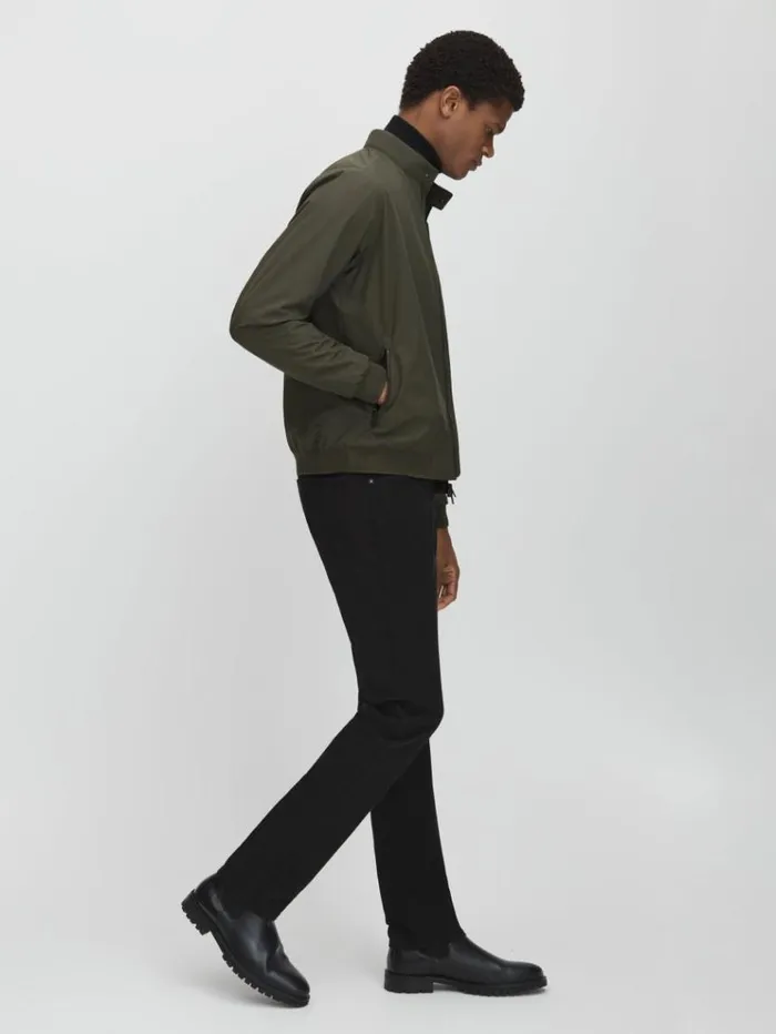 REISS Coats and Jackets Men Scandinavian Edition Waterproof HarringtonStyle Jacket Dark Olive