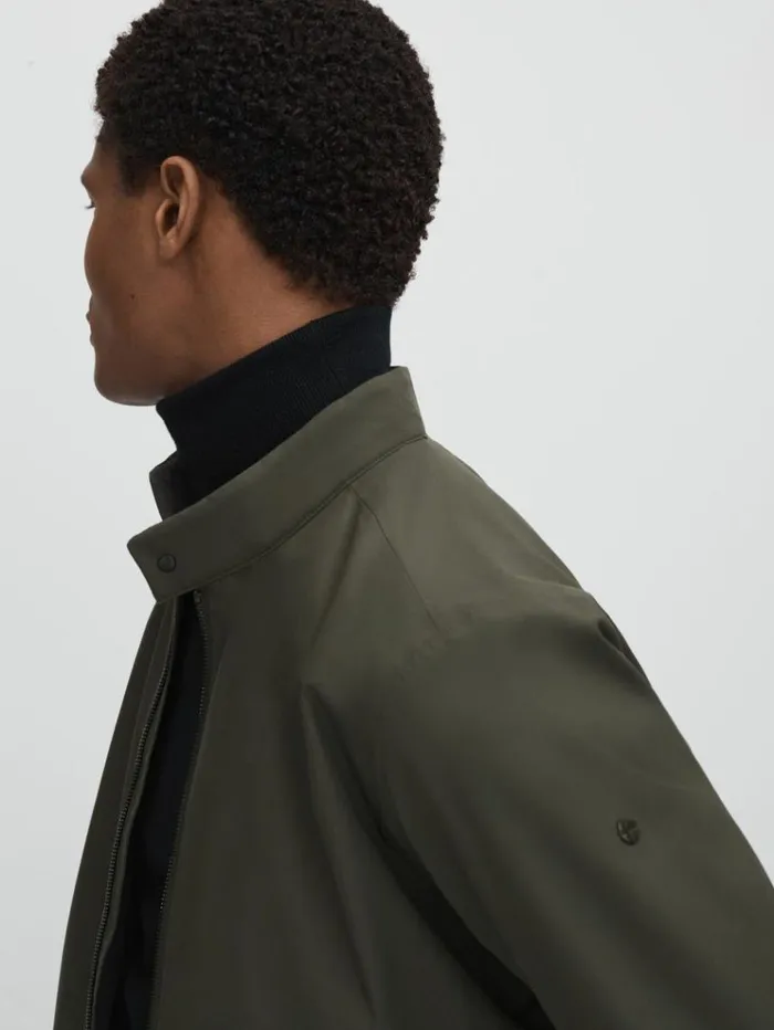 REISS Coats and Jackets Men Scandinavian Edition Waterproof HarringtonStyle Jacket Dark Olive