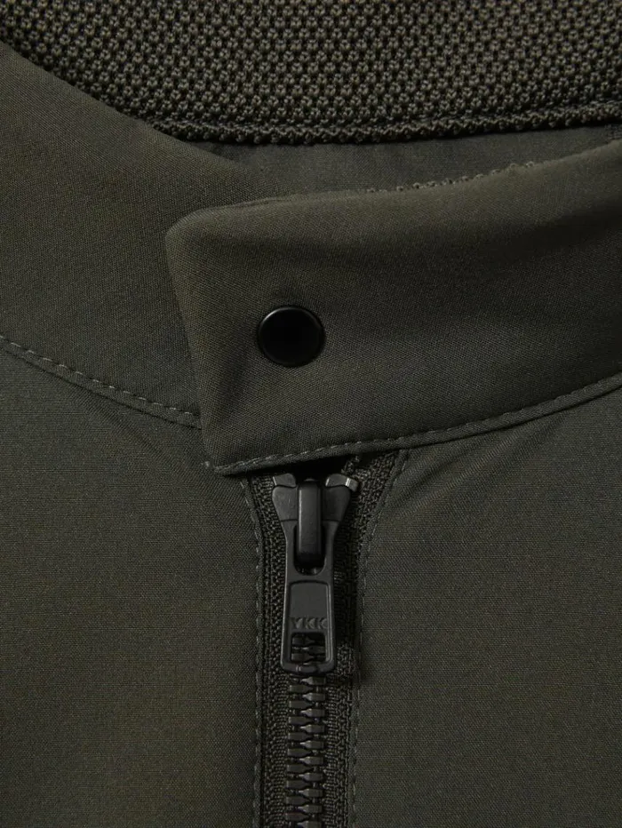 REISS Coats and Jackets Men Scandinavian Edition Waterproof HarringtonStyle Jacket Dark Olive
