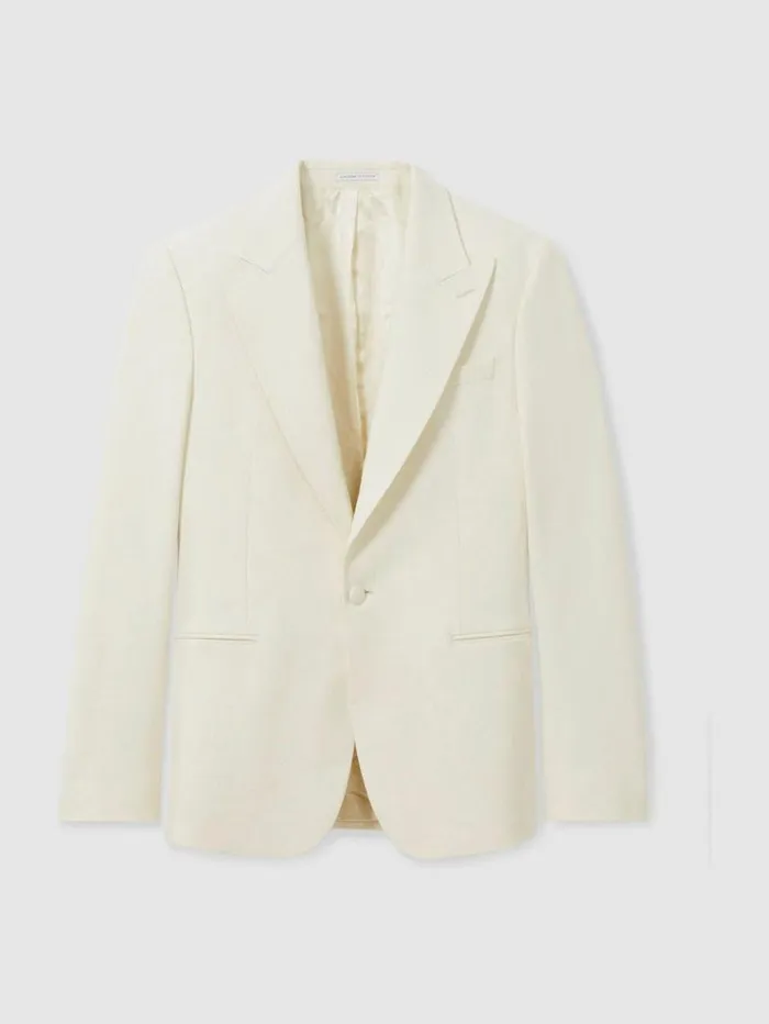 REISS Coats and Jackets Men SIngleBreasted Twill Blazer Off White