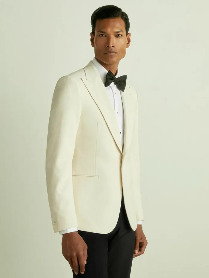 REISS Coats and Jackets Men SIngleBreasted Twill Blazer Off White