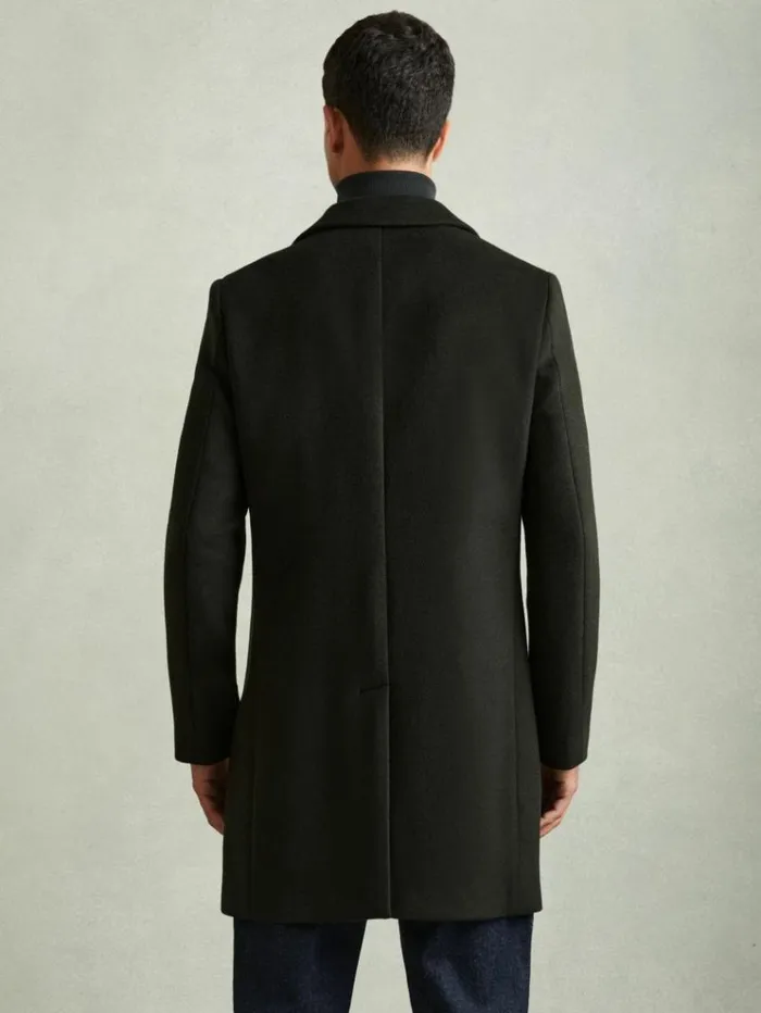 REISS Coats and Jackets Men WoolBlend DobleBreasted Coat Dark Green
