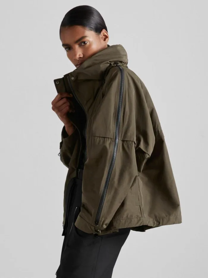 REISS Coats and Jackets Women Atelier ZippedShell Coat Khaki