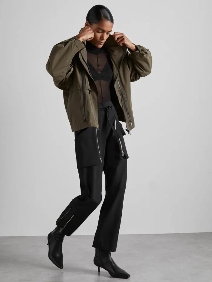 REISS Coats and Jackets Women Atelier ZippedShell Coat Khaki