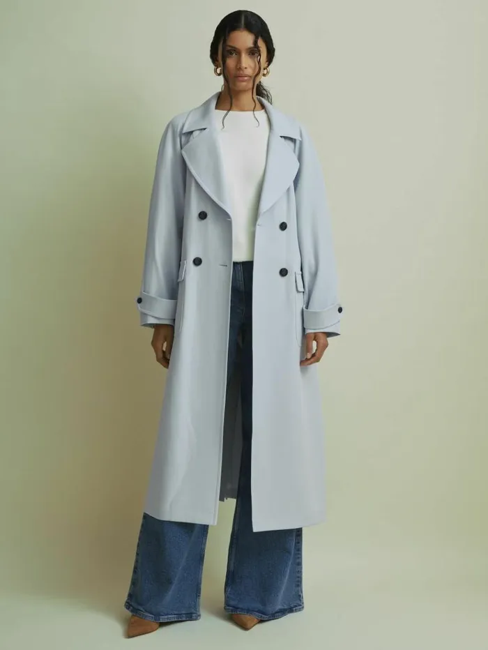 REISS Coats and Jackets Women Florere Double Breasted Coat Pale Blue