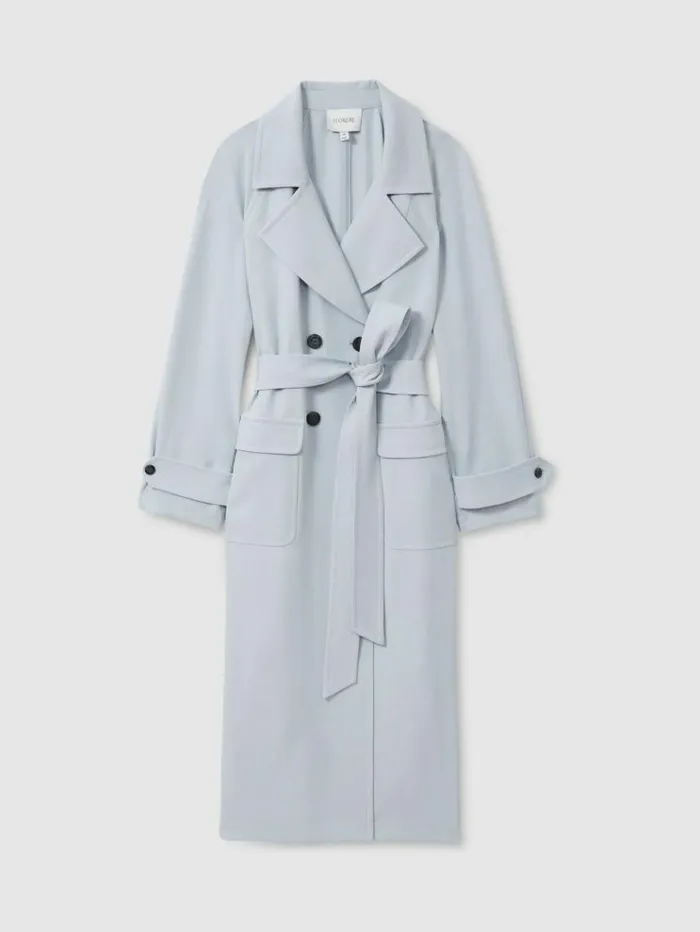 REISS Coats and Jackets Women Florere Double Breasted Coat Pale Blue