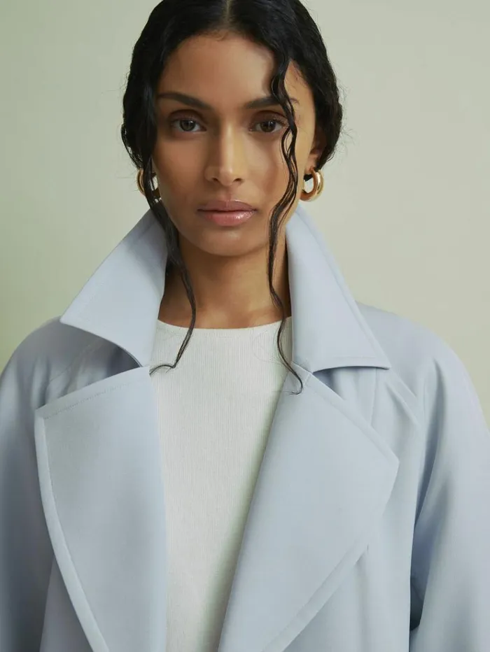 REISS Coats and Jackets Women Florere Double Breasted Coat Pale Blue