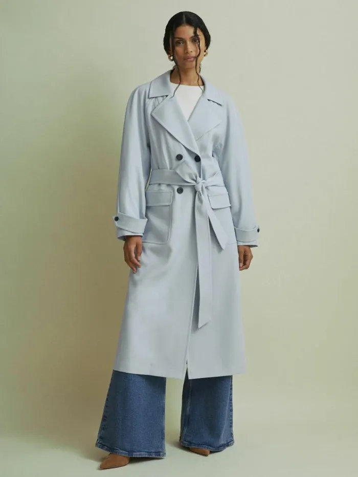 REISS Coats and Jackets Women Florere Double Breasted Coat Pale Blue