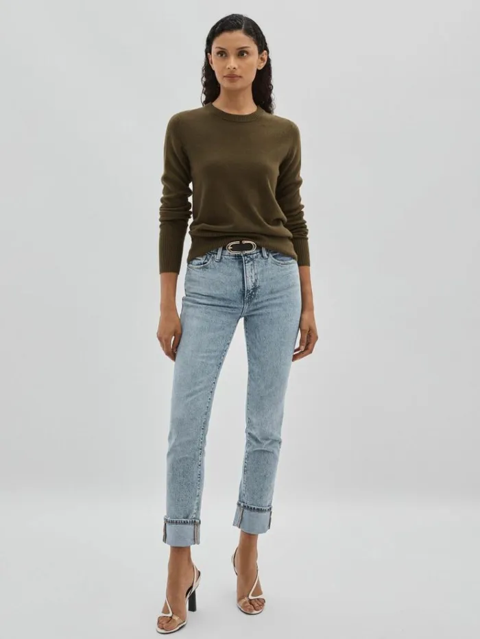 REISS Denim Women Cropped Denim Jeans Mid Blue