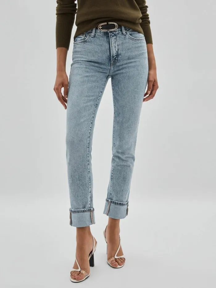 REISS Denim Women Cropped Denim Jeans Mid Blue