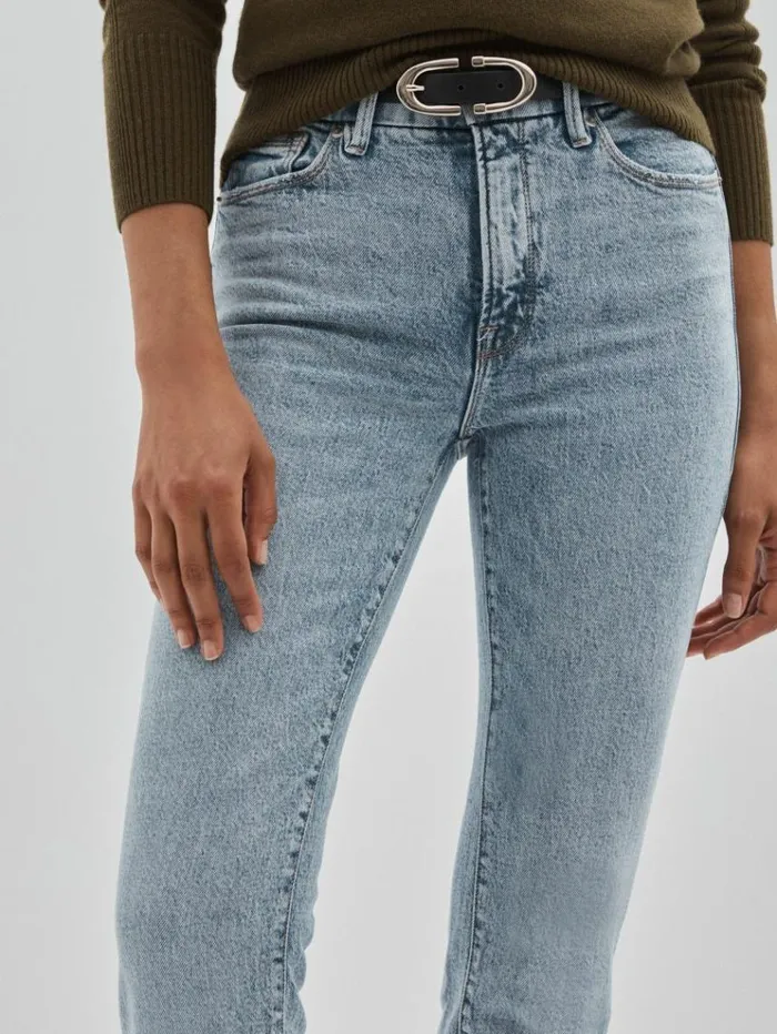 REISS Denim Women Cropped Denim Jeans Mid Blue