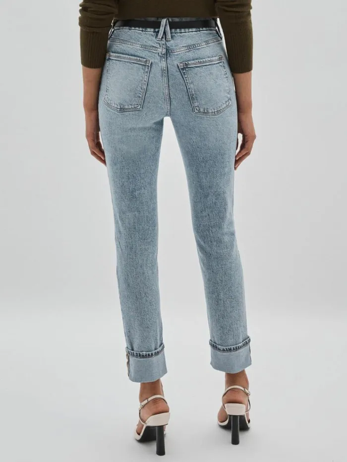 REISS Denim Women Cropped Denim Jeans Mid Blue