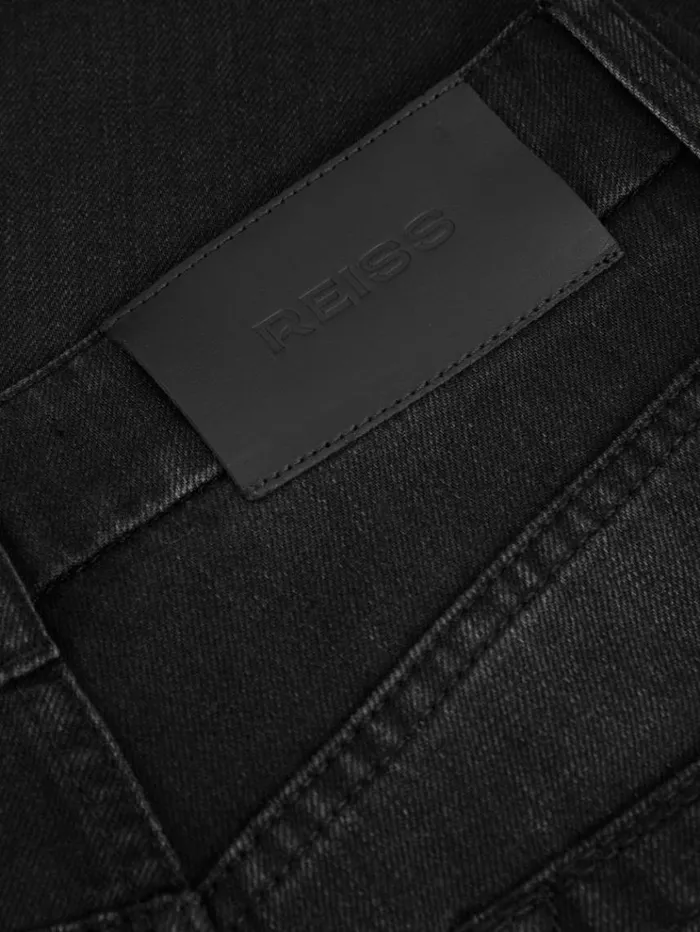 REISS Denim Women Double Pleat Wide Leg Jeans Black