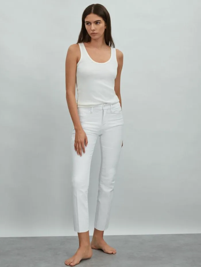 REISS Denim Women Good American Straight Leg Skinny Jeans White