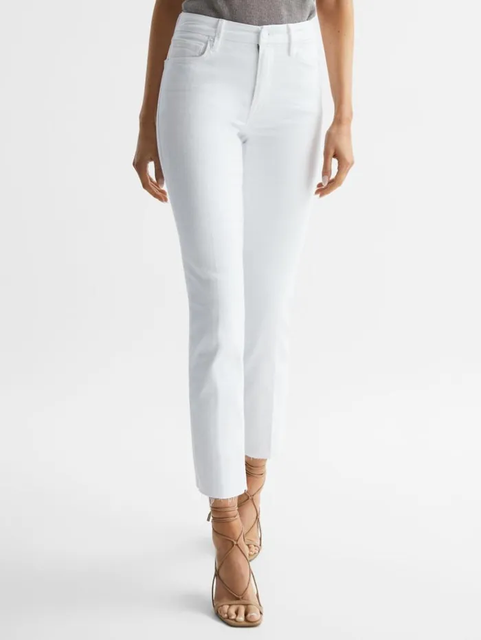 REISS Denim Women Good American Straight Leg Skinny Jeans White