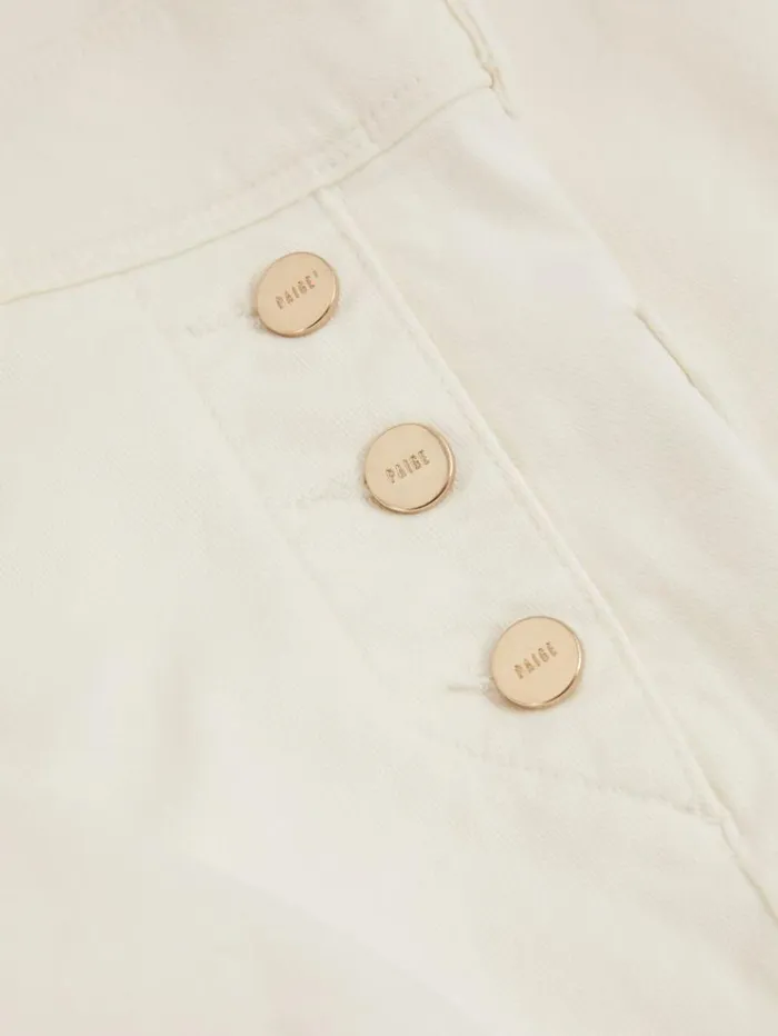 REISS Denim Women Paige High Rise Wide Leg Button Detail Jeans Ecru