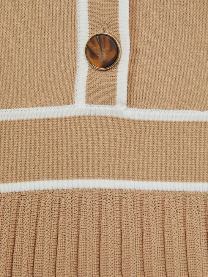 REISS Dresses Children Knitted Polo Skater Dress Camel