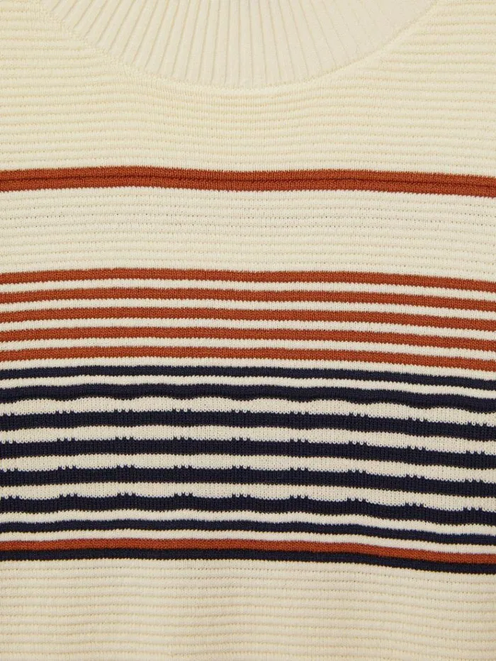 REISS Dresses Children Knitted Striped Skater Dress Camel