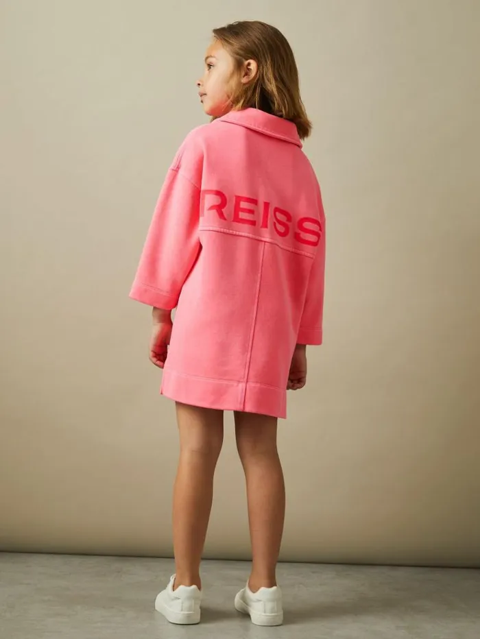 REISS Dresses Children OpenCollar Jumper Dress Bright Pink