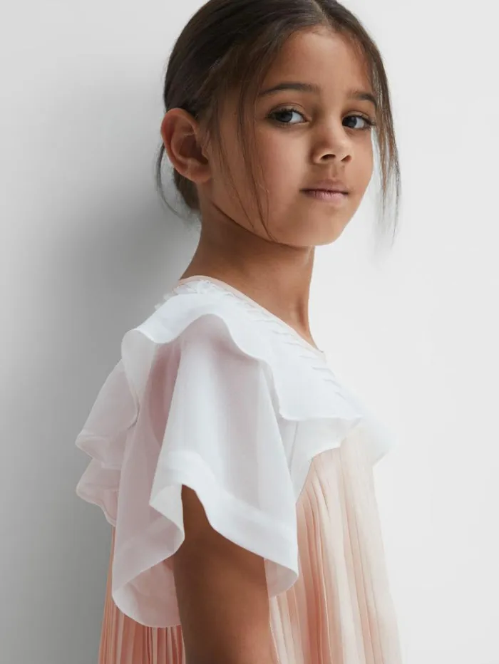 REISS Dresses Children Pleated Metallic Dress Pink