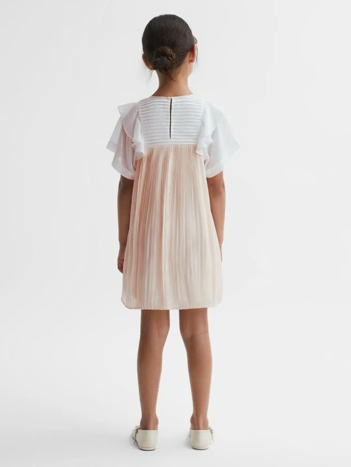 REISS Dresses Children Pleated Metallic Dress Pink