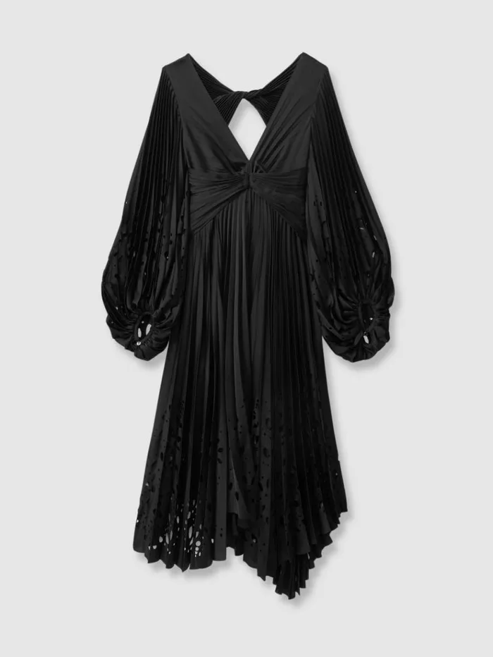REISS Dresses Women Acler Balloon Sleeve Midi Dress Black