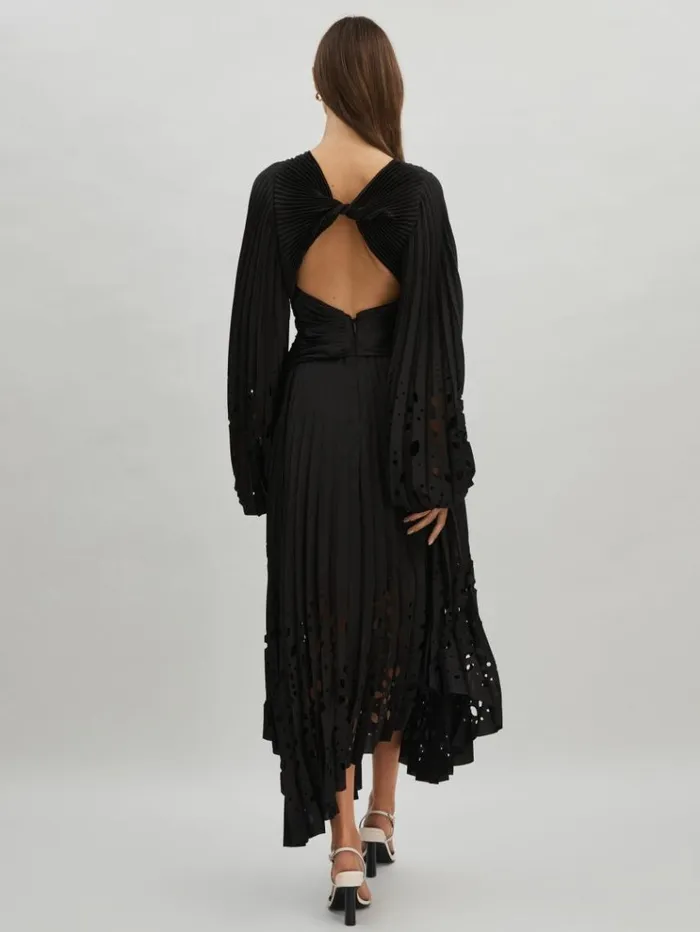 REISS Dresses Women Acler Balloon Sleeve Midi Dress Black