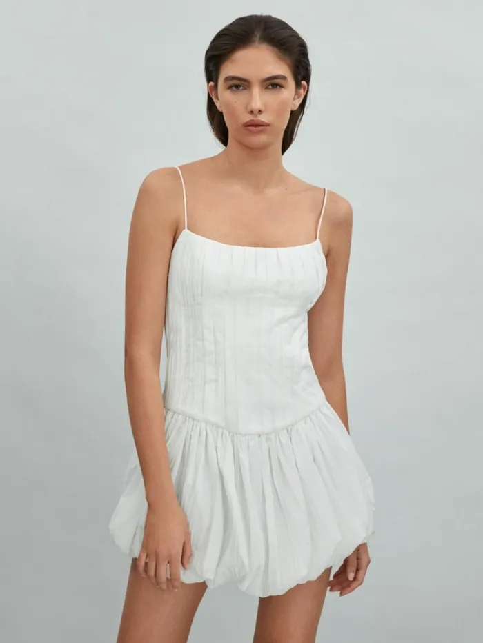 REISS Dresses Women Acler Puff Hem Mini Dress Ivory