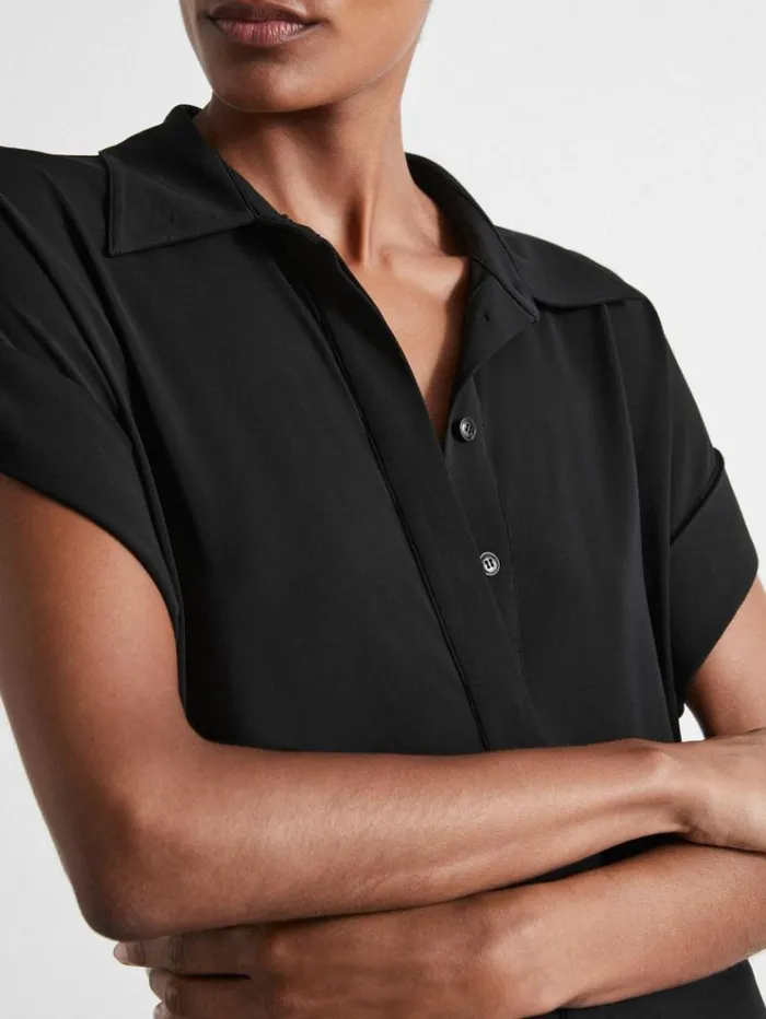 REISS Dresses Women Atelier Polo Collar Jersey Maxi Dress Black