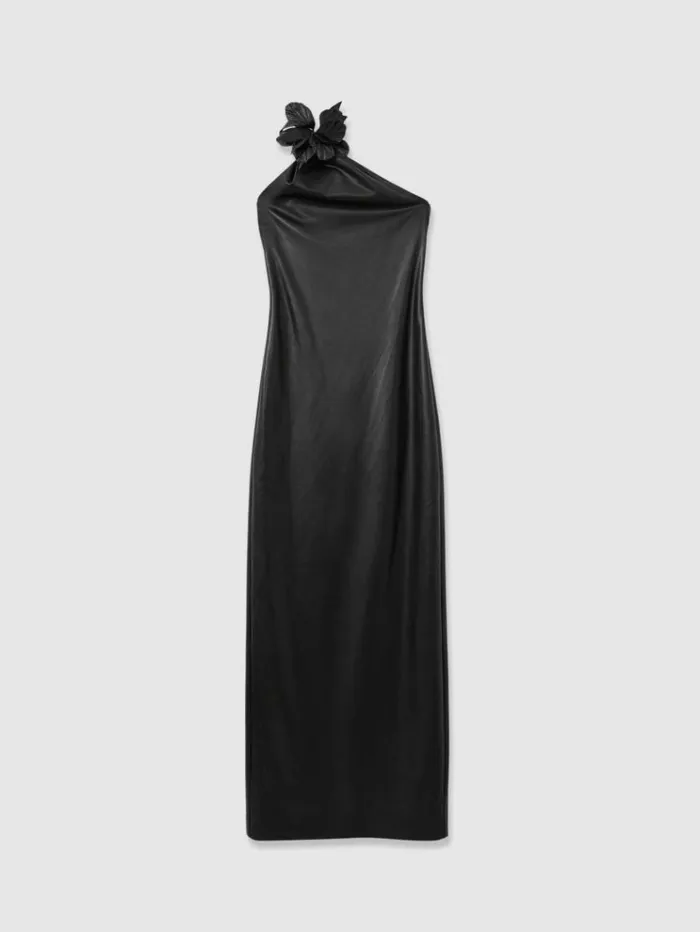REISS Dresses Women Halston Faux Leather OneShoulder Maxi Dress Black