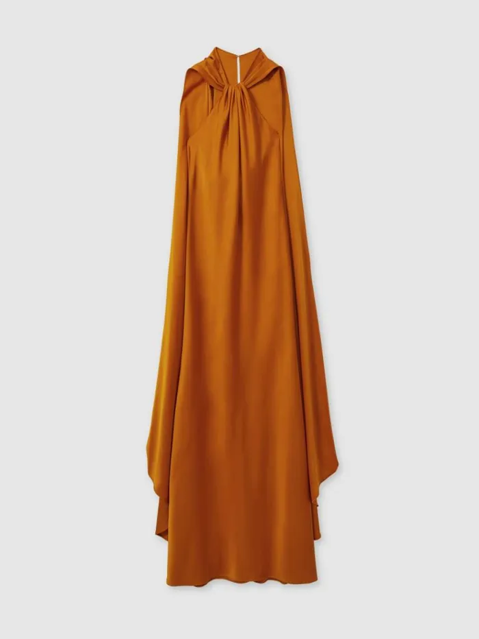 REISS Dresses Women Halston Halter Cape Maxi Dress Mustard