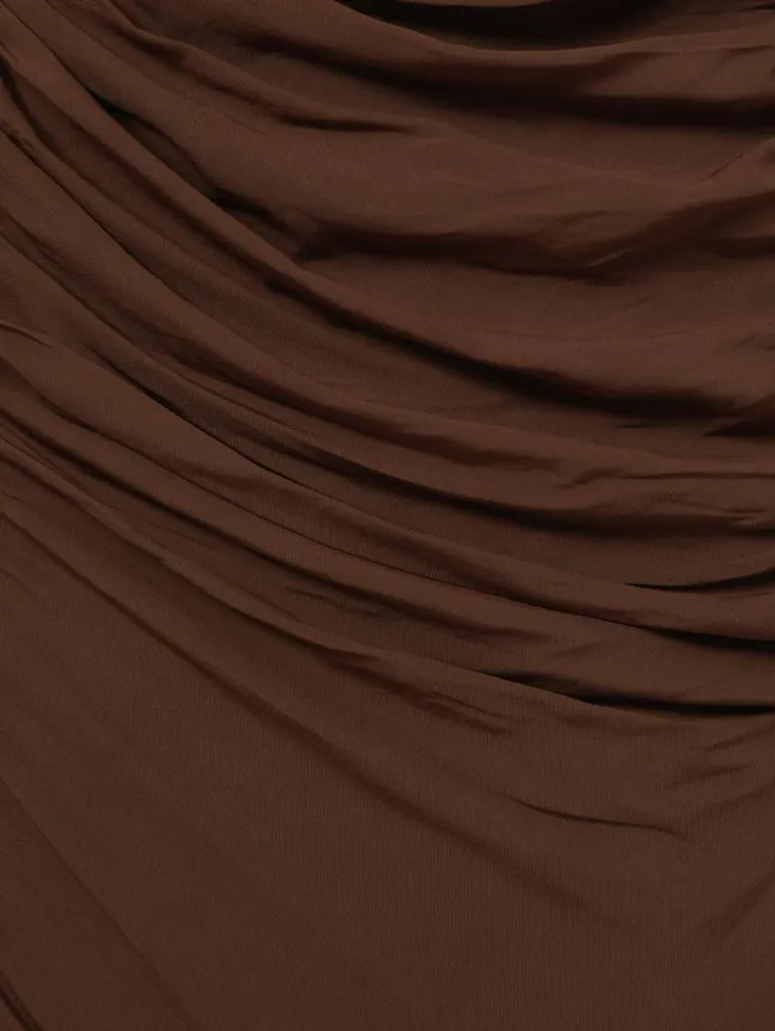 REISS Dresses Women Jersey Ruched Midi Dress Chocolate