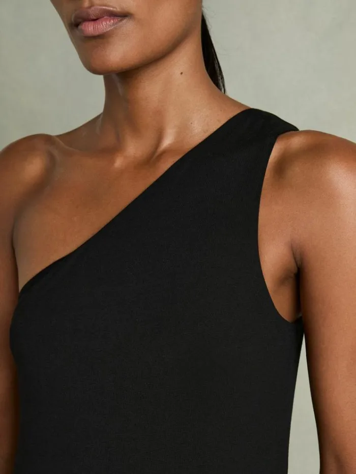 REISS Dresses Women OneShoulder Jersey Maxi Dress Black