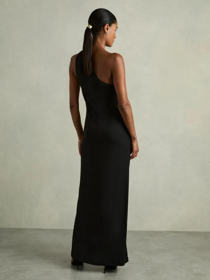 REISS Dresses Women OneShoulder Jersey Maxi Dress Black