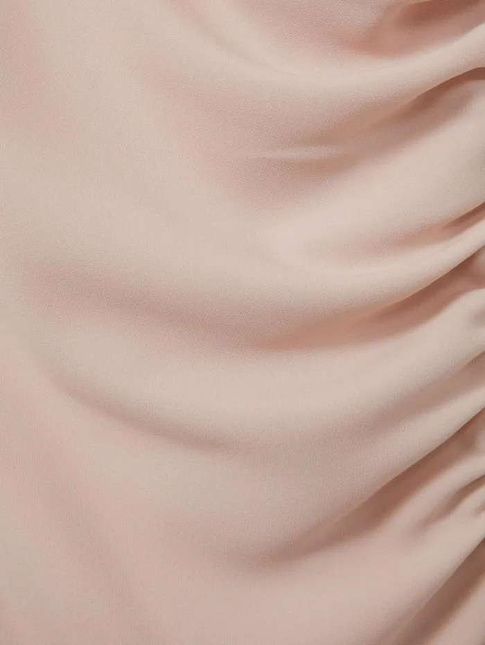REISS Dresses Women Ruched Cowl Neck Midi Dress Pale Pink