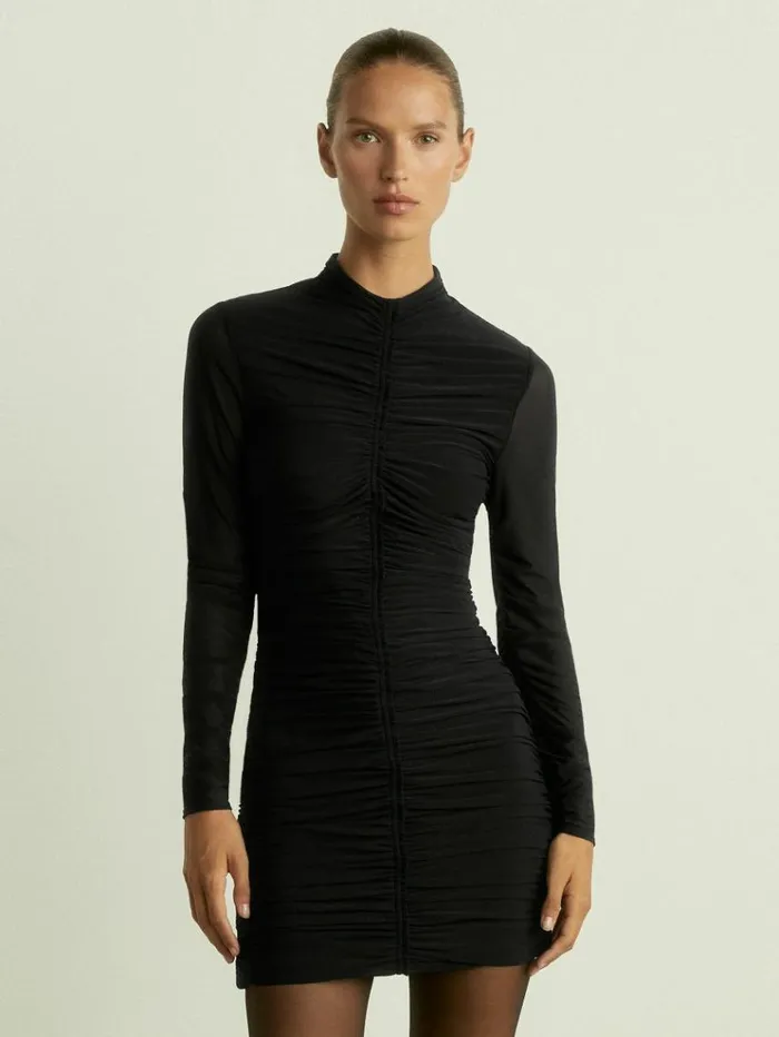 REISS Dresses Women RuchedJersey Mini Dress Black