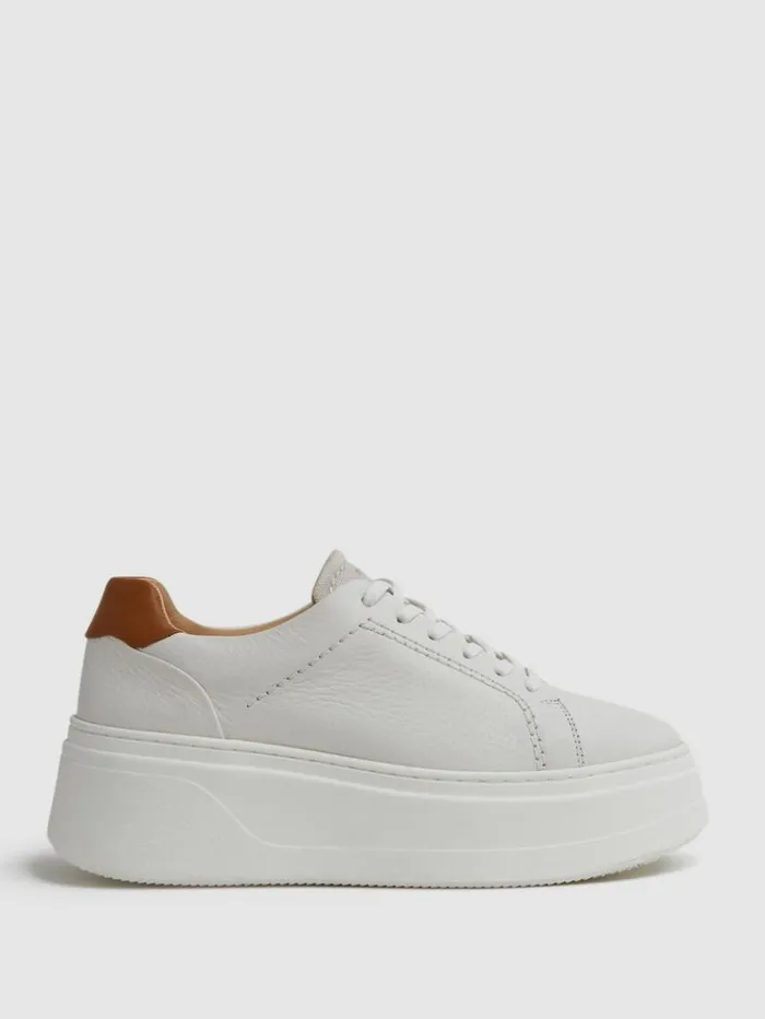 REISS Flats Women Chunky Leather Trainers White
