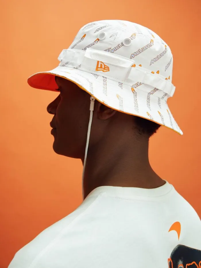 REISS Hats Gloves and Scarves Men McLaren F1 Printed Bucket Hat White