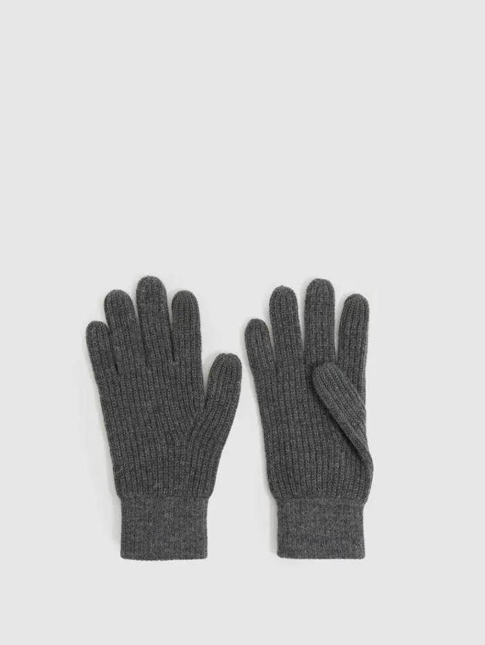 REISS Hats Gloves and Scarves Men RibbedMerino Touchscreen Gloves Mid Grey Melange REISS Hats Gloves and Scarves Men RibbedMerino Touchscreen Gloves Mid Grey Melange