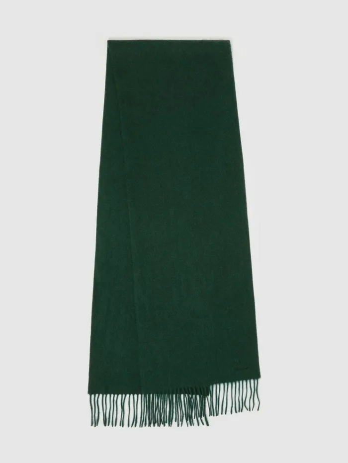 REISS Hats Gloves and Scarves Men Wool And Cashmere Scarf Dark Green