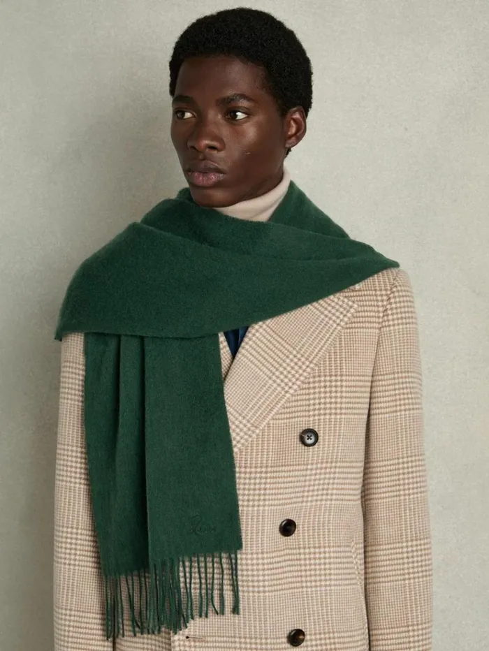 REISS Hats Gloves and Scarves Men Wool And Cashmere Scarf Dark Green