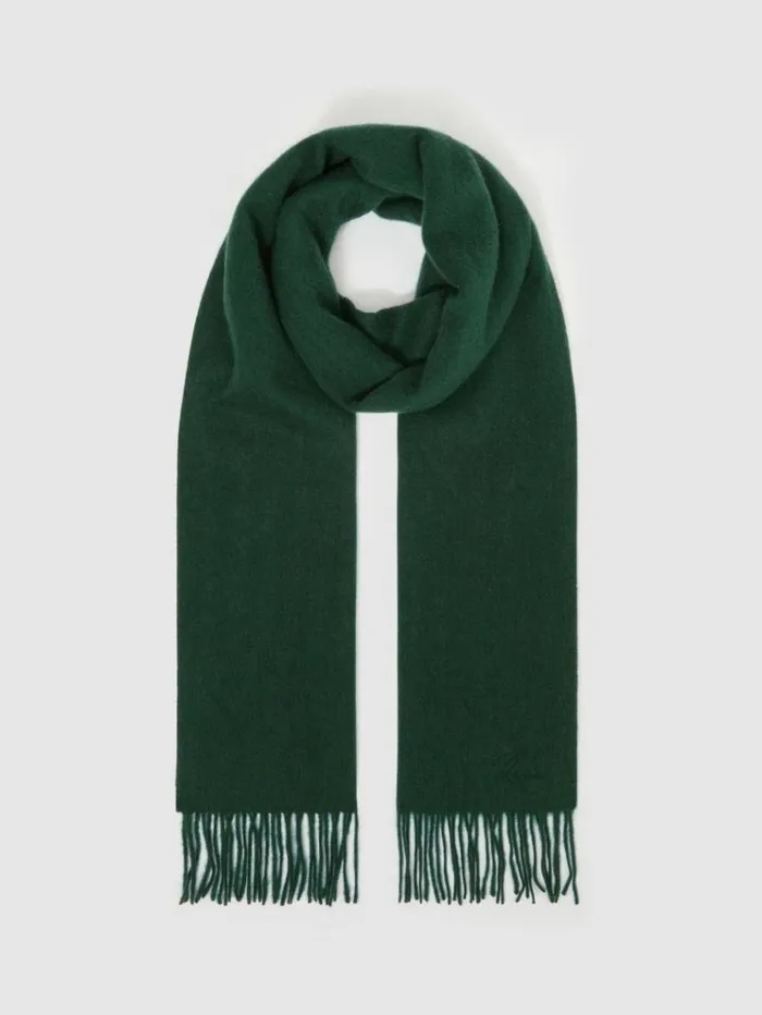 REISS Hats Gloves and Scarves Men Wool And Cashmere Scarf Dark Green