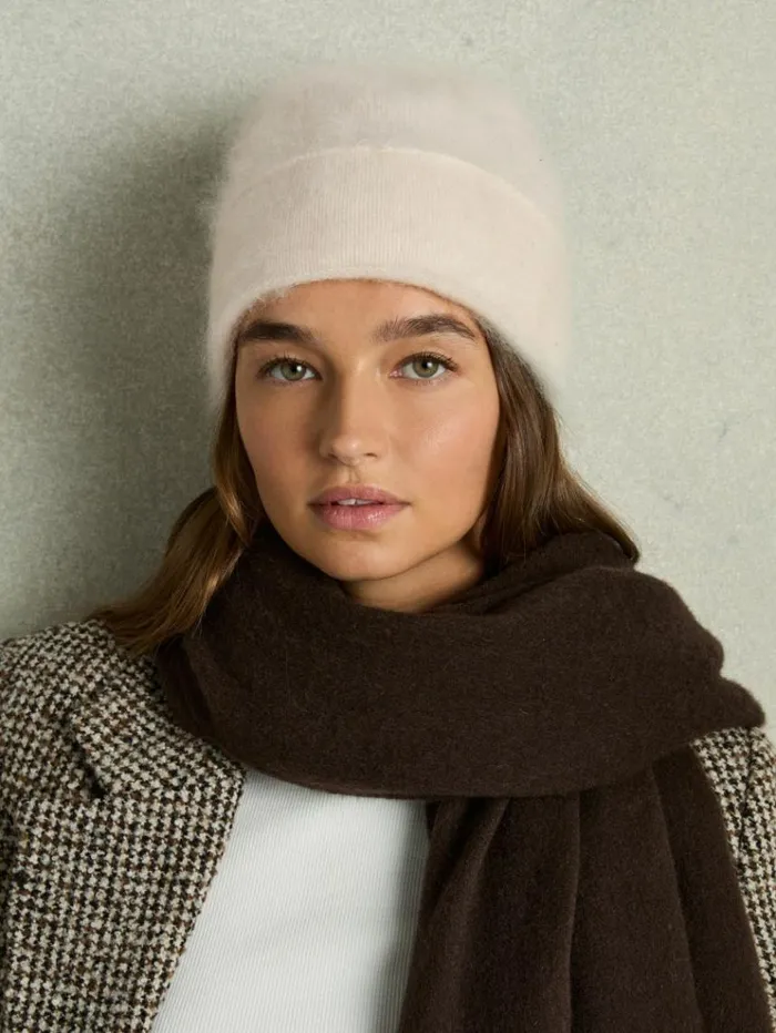 REISS Hats Gloves and Scarves Women Cashmere Beanie Cream