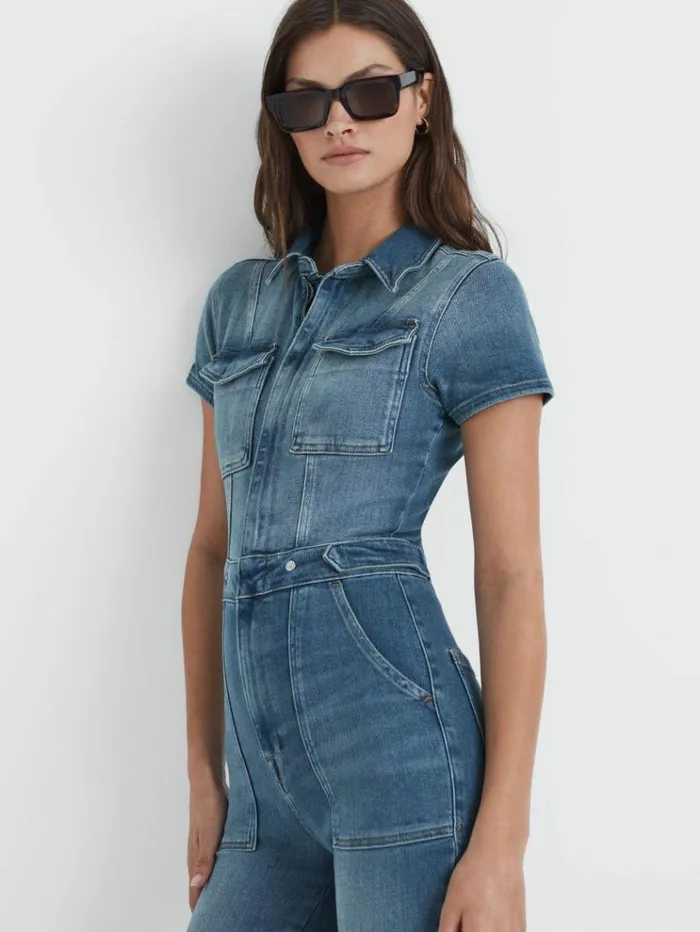 REISS Jumpsuits and Rompers Women Good American Denim Bootcut Jumpsuit Blue