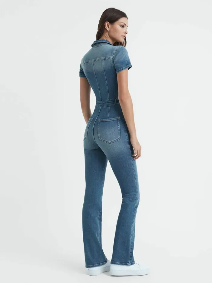 REISS Jumpsuits and Rompers Women Good American Denim Bootcut Jumpsuit Blue