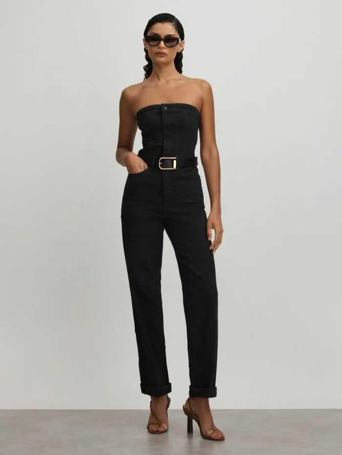 REISS Jumpsuits and Rompers Women Good American Strapless Denim Jumpsuit Black REISS Jumpsuits and Rompers Women Good American Strapless Denim Jumpsuit Black