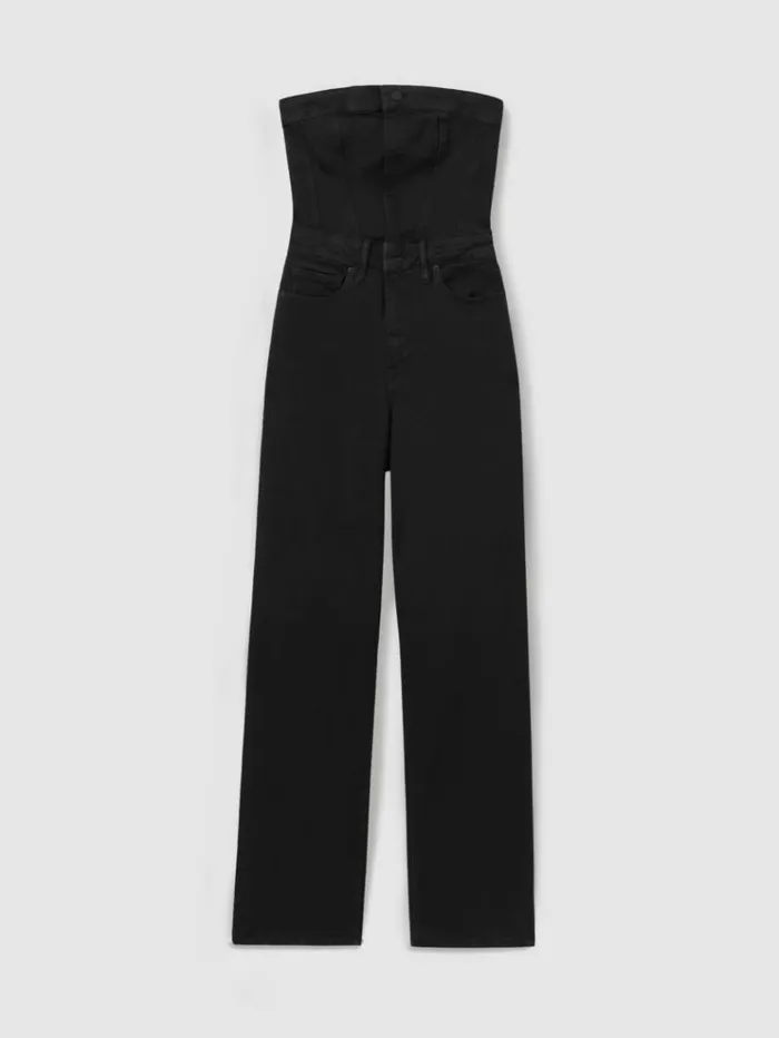 REISS Jumpsuits and Rompers Women Good American Strapless Denim Jumpsuit Black